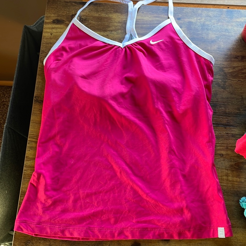 Nike Dri-Fit workout top with bra cups. Large